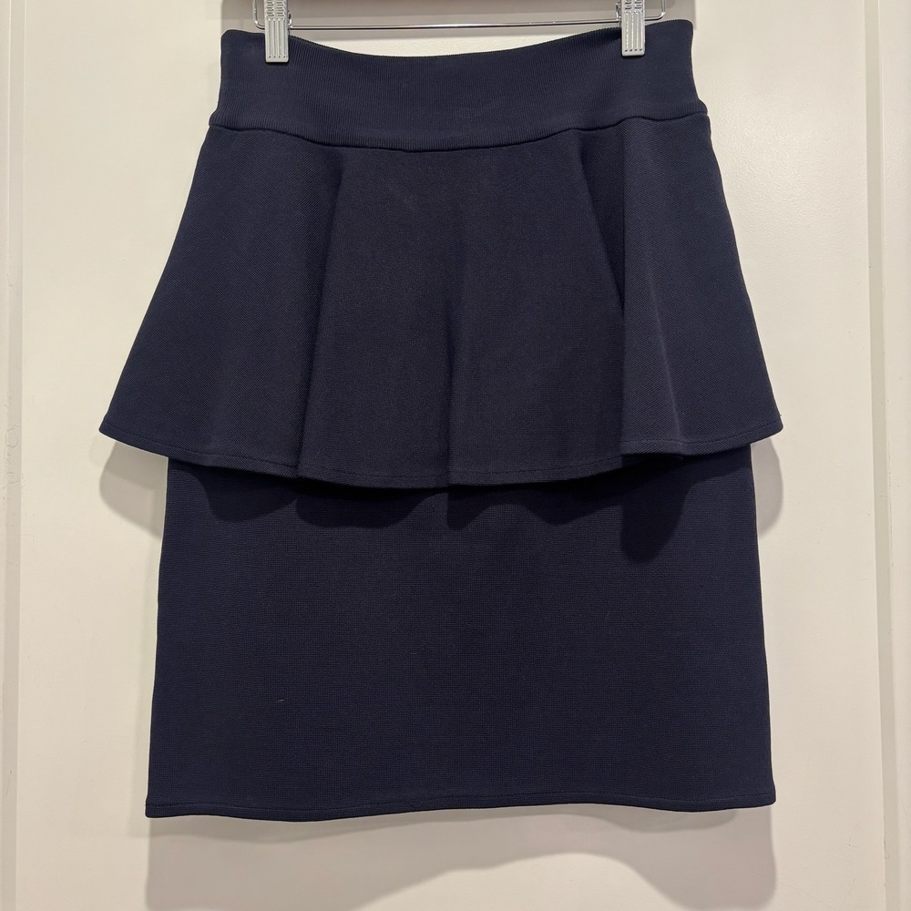 Alannah Hill Navy Blue Two Faced Princess‎ Peplum Knit Skirt Size 14